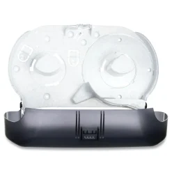 New 9 in. Roll 19 in. x 5.25 in. x 12 in. Twin Jumbo Classic Tissue Dispenser - Transparent Black Pearl Cleaning & Janitorial Supplies