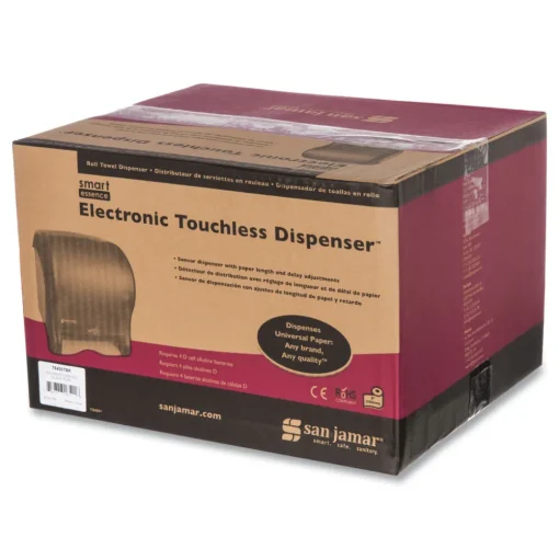 Hot 11.88 in. x 9.1 in. x 14.4 in. Smart Essence Electronic Roll Towel Dispenser - Black Paper & Dispensers