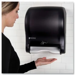 Hot 11.88 in. x 9.1 in. x 14.4 in. Smart Essence Electronic Roll Towel Dispenser - Black Paper & Dispensers