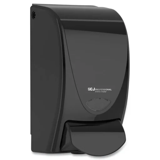 New 4.61 in. x 4.92 in. x 9.25 in. 1 Liter Manual Skincare Dispenser - Black Cleaning & Janitorial Supplies