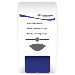 Discount 6.4 in. x 5.7 in. x 11.5 in. 2 L Cleanse Hand, Hair and Body Dispenser - White/Blue (8/Carton) Cleaning & Janitorial Supplies