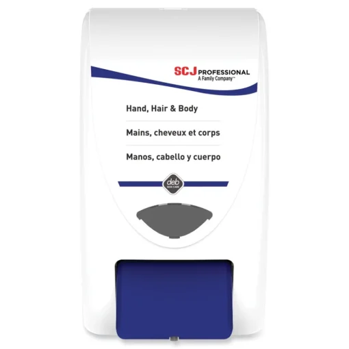 Discount 6.4 in. x 5.7 in. x 11.5 in. 2 L Cleanse Hand, Hair and Body Dispenser - White/Blue (8/Carton) Cleaning & Janitorial Supplies