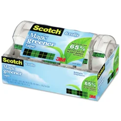 Hot 0.75 in. x 50 ft. 1 in. Core Magic Greener Tape with Dispenser - Clear (6/Pack) Tapes & Adhesives