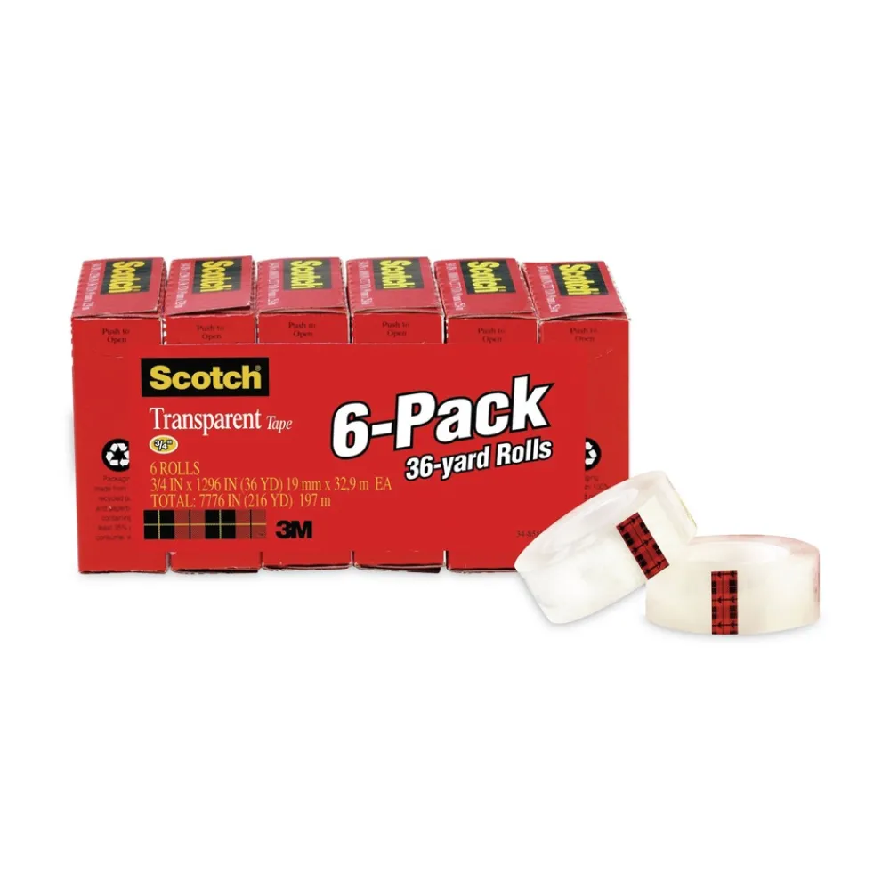 New 0.75 in. x 36 yds 1 in. Core Tape - Transparent (6/Pack) Tapes & Adhesives