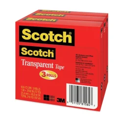 Discount 1 in. x 72 yds 3 in. Core Tape - Transparent (3/Pack) Tapes & Adhesives