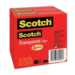Discount 1 in. x 72 yds 3 in. Core Tape - Transparent (3/Pack) Tapes & Adhesives