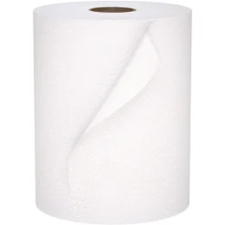 Clearance 8 in. x 800 ft. 1-Ply Universal 100 Percent Recycled Fiber Hard Roll Paper Towels - White (6/Carton) Cleaning & Janitorial Supplies
