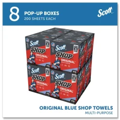 New 9 in. x 12 in. 1-Ply Shop Towels Original - Unscented/Blue (200/Box) Cleaning & Janitorial Supplies
