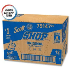 Online 9.4 in. x 11 in. Standard Shop Towels - Blue (55/Roll 12 Rolls/Carton) Cleaning & Janitorial Supplies