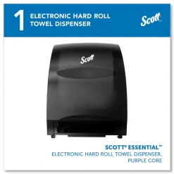 Hot Essential 12.7 in. x 9.57 in. x 15.76 in. Electronic Hard Roll Towel Dispenser - Black (1/Carton) Paper & Dispensers