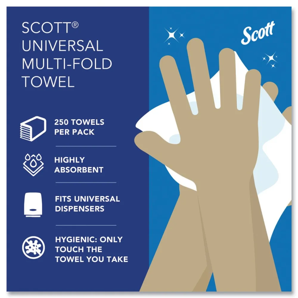 Online Essential 1-Ply 8 in. x 9.4 in. Multi-Fold Towels - White (16/Carton) Paper & Dispensers