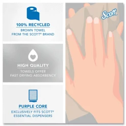 Online Essential 1-Ply 8 in. x 700 ft. 1.75 in. Core 100% Recycled Fiber Hard Roll Towel - Brown (6/Carton) Paper & Dispensers