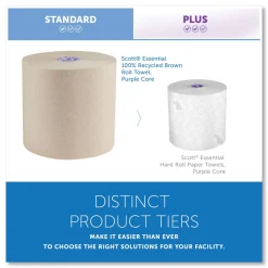 Online Essential 1-Ply 8 in. x 700 ft. 1.75 in. Core 100% Recycled Fiber Hard Roll Towel - Brown (6/Carton) Paper & Dispensers