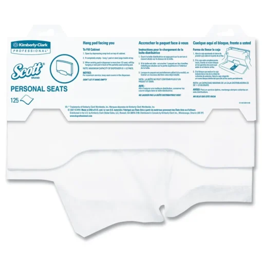 Personal Seats 15 in. x 18 in. Sanitary Toilet Seat Covers - White (125/Pack) Paper & Dispensers