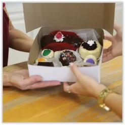 7 in. x 7 in. x 3 in. Paper Standard Bakery Boxes - White (250/Carton) Tabletop And Serveware