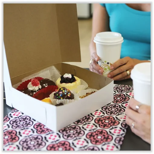 Hot 8 in. x 2.5 in. x 8 in. Standard Paper One-Piece Non-Window Bakery Boxes - White (250/Bundle) Tabletop And Serveware
