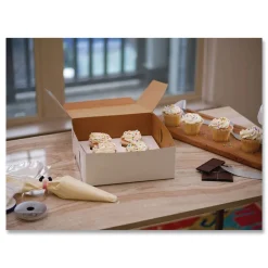 Best SCH 0989 12 in. x 12 in. x 6 in. Paper One-Piece Non-Window Bakery Boxes - White (50/Carton) Tabletop And Serveware