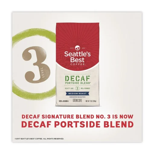 Hot 12420877 12 oz Bag Decaffeinated Medium Roast Ground Coffee - Port Side Blend (6/Carton) Food And Snacks
