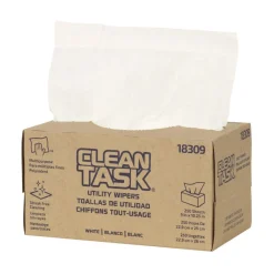 Clearance 1-Ply 9 x 10.25 Clean Task Utility Wipers - White (24/Carton) Cleaning & Janitorial Supplies