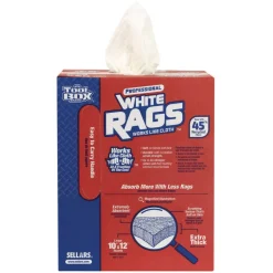Hot 1-Ply 9.8 x 12 TOOLBOX Rags - White (6/Carton) Cleaning & Janitorial Supplies