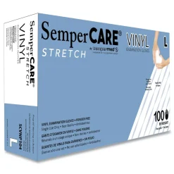 Stretch Vinyl Examination Gloves - Large, Cream (100/Box) Cleaning & Janitorial Supplies