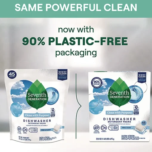 Hot 10732913451804 Natural Automatic Dishwasher Detergent Packs - Free and Clear Cleaning & Janitorial Supplies