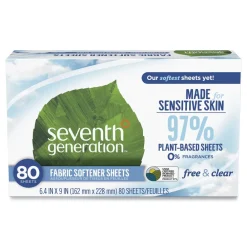 New Natural Fabric Softener Sheets - Unscented Cleaning & Janitorial Supplies
