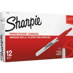 New Fine Bullet Tip Retractable Permanent Marker - Red (1-Dozen) Pens, Pencils & Markers