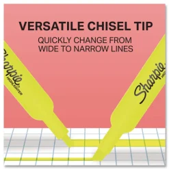 Tank-Style Chisel Tip Highlighters - Fluorescent Yellow Ink/Yellow Barrel (2/Pack) Pens, Pencils & Markers