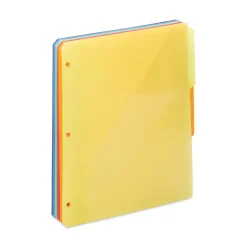 Sale 89421 1/3-Cut Tabs 11.25 in. x 9.75 in. Three-Ring Binder Poly Index Dividers with Pocket - Assorted Colors (30/Box) Binders & Binding Supplies