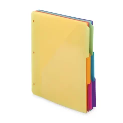 Sale 89421 1/3-Cut Tabs 11.25 in. x 9.75 in. Three-Ring Binder Poly Index Dividers with Pocket - Assorted Colors (30/Box) Binders & Binding Supplies