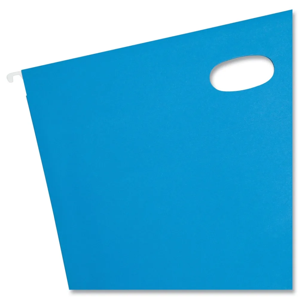 Online 3 in. Capacity 1/5-Cut Tabs 1 Section Legal Size Hanging Pockets with Full-Height Gusset - Sky Blue (25/Box) Filing & Folders