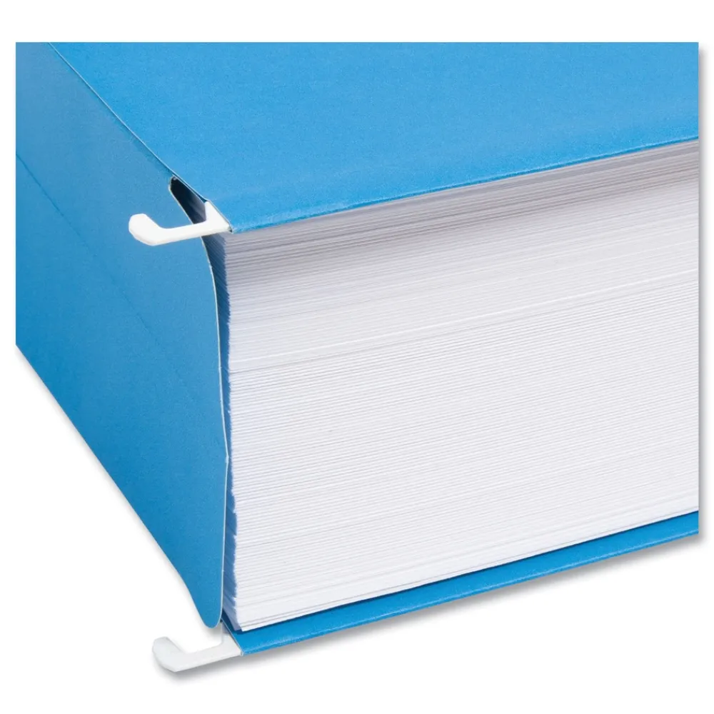 Online 3 in. Capacity 1/5-Cut Tabs 1 Section Legal Size Hanging Pockets with Full-Height Gusset - Sky Blue (25/Box) Filing & Folders