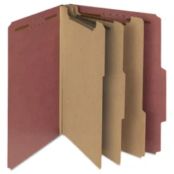 Hot 3 in. Expansion 3 Dividers 8 Fasteners Letter Size Recycled Pressboard Classification Folders - Red Exterior (10/Box) Filing & Folders