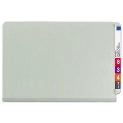 Clearance 2 in. Expansion 2 Divider Legal Size 6 SafeSHIELD Fasteners End Tab Pressboard Classification Folders - Gray-Green (10/Box) Filing & Folders