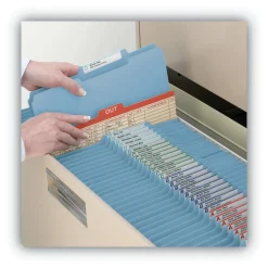 Online 1 in. Expansion Assorted 1/3-Cut Tabs Letter Size Expanding Recycled Heavy Pressboard Folders - Blue (25/Box) Filing & Folders