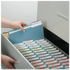 Online 1 in. Expansion Assorted 1/3-Cut Tabs Letter Size Expanding Recycled Heavy Pressboard Folders - Blue (25/Box) Filing & Folders