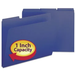 Outlet 1 in. Expansion Assorted 1/3-Cut Tabs Letter Size Expanding Recycled Heavy Pressboard Folders - Dark Blue (25/Box) Filing & Folders