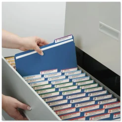 Outlet 1 in. Expansion Assorted 1/3-Cut Tabs Letter Size Expanding Recycled Heavy Pressboard Folders - Dark Blue (25/Box) Filing & Folders