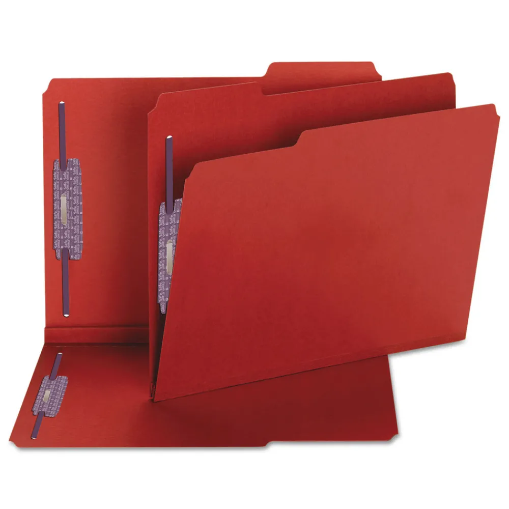 Online 2 in. Expansion Colored Pressboard Folders with 2 SafeSHIELD Fasteners - Letter Size/Bright Red (25/Box) Filing & Folders