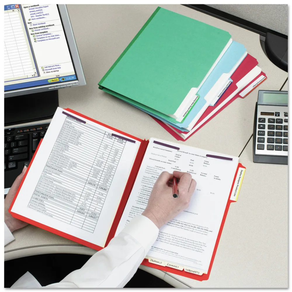 Online 2 in. Expansion Colored Pressboard Folders with 2 SafeSHIELD Fasteners - Letter Size/Bright Red (25/Box) Filing & Folders
