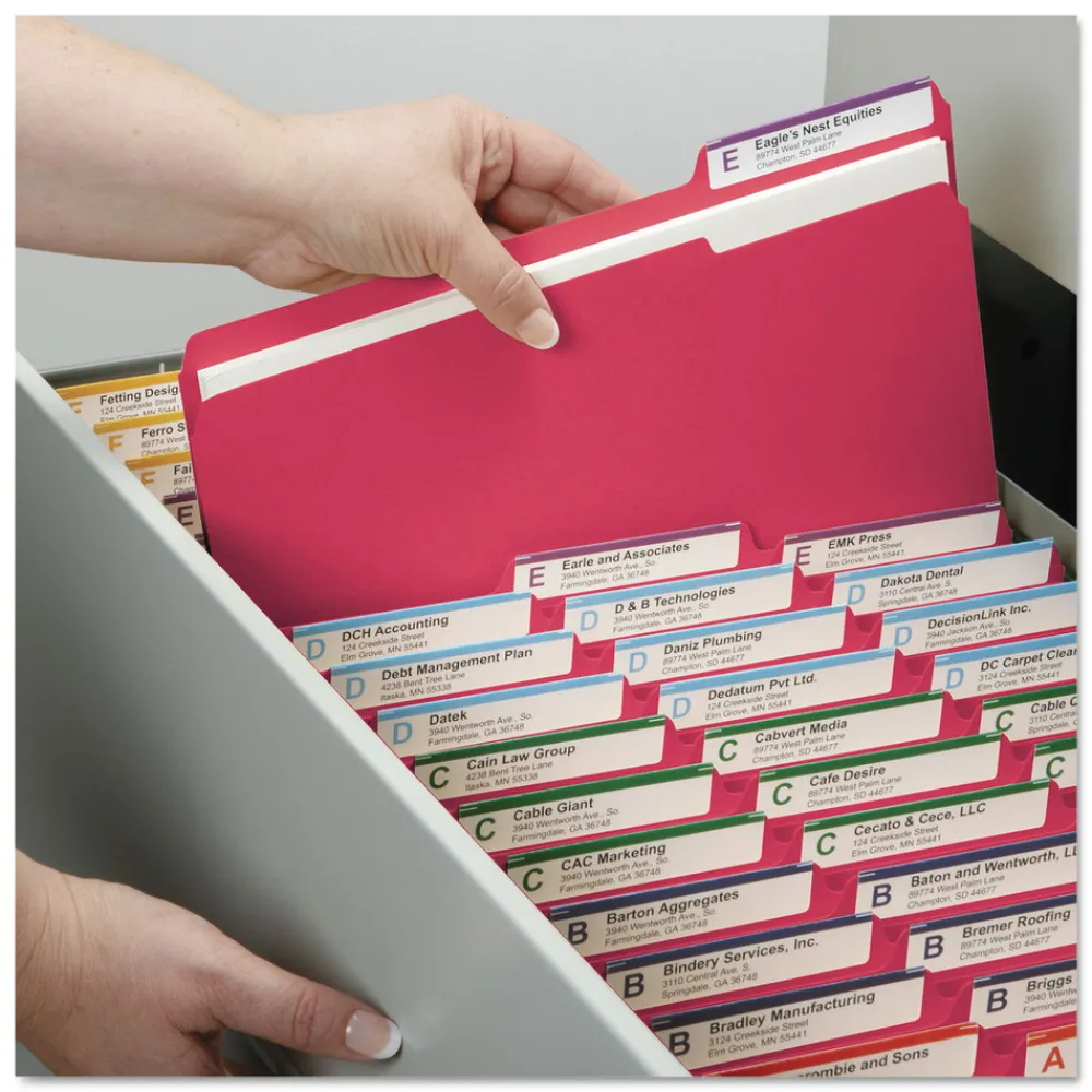 Online 2 in. Expansion Colored Pressboard Folders with 2 SafeSHIELD Fasteners - Letter Size/Bright Red (25/Box) Filing & Folders