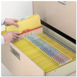 2 in. Expansion Colored Pressboard Folders with 2 SafeSHIELD Coated Fasteners - Letter Size/Yellow (25/Box) Filing & Folders