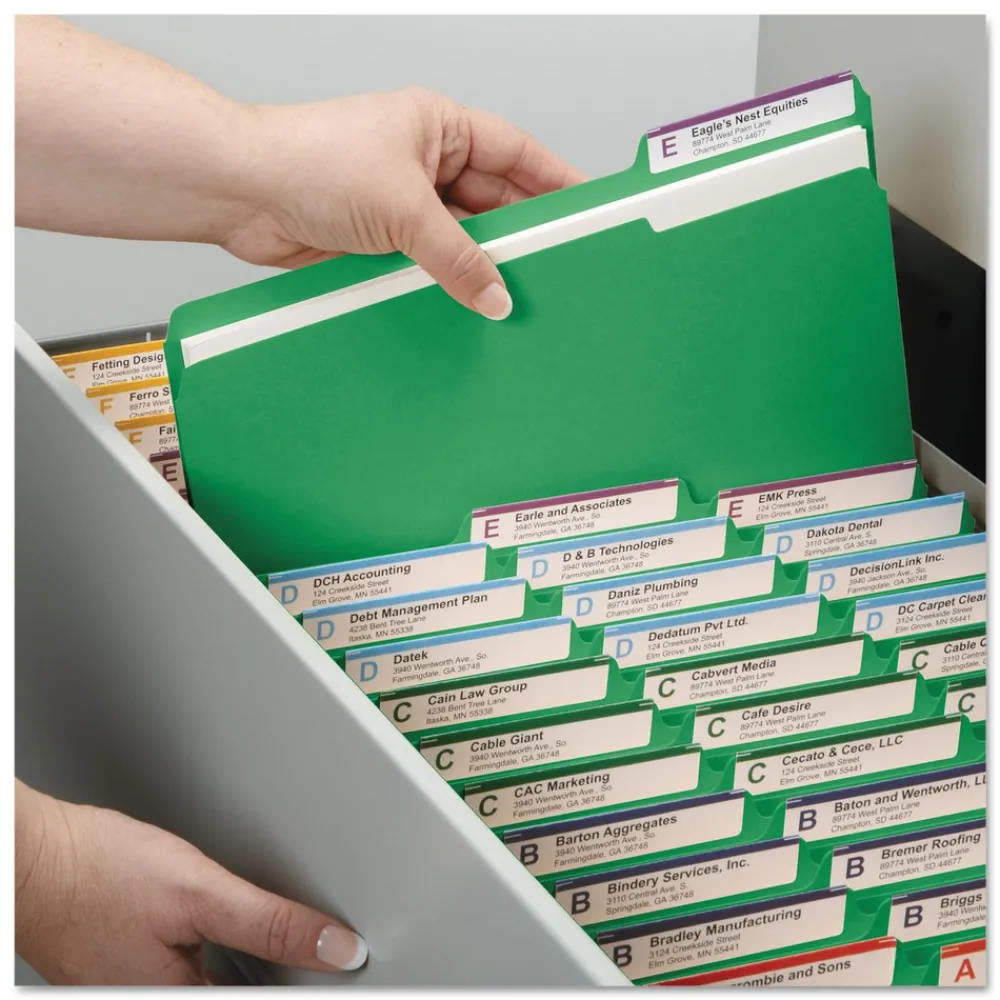 Online 2 in. Expansion Colored Pressboard Folders with 2 SafeSHIELD Coated Fasteners - Letter Size/Green (25/Box) Filing & Folders