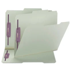 New 2 in. Expansion 2/5-Cut Two SafeSHIELD Coated Fasteners Letter Size Recycled Pressboard Folders - Gray-Green (25/Box) Filing & Folders