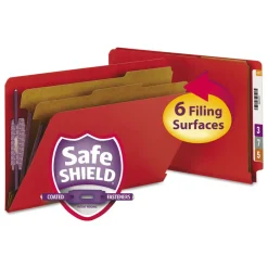 2 in. Expansion End Tab Pressboard Classification Folders - Bright Red/Legal Size (10/Box) Filing & Folders