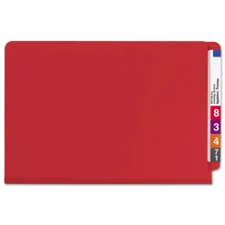 2 in. Expansion End Tab Pressboard Classification Folders - Bright Red/Legal Size (10/Box) Filing & Folders
