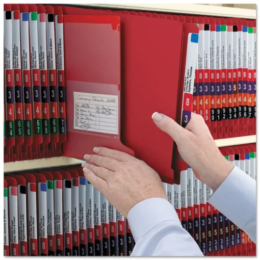 2 in. Expansion End Tab Pressboard Classification Folders - Bright Red/Legal Size (10/Box) Filing & Folders