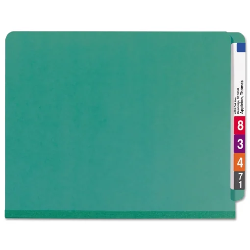 Discount 2 in. Expansion End Tab Pressboard Classification Folders with 6 SafeSHIELD Fasteners - Letter Size/Green (10/Box) Filing & Folders