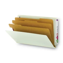 Sale 3 in. Expansion End Tab Pressboard Classification Folders - Gray-Green/Legal Size (10/Box) Filing & Folders